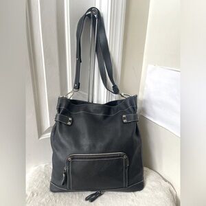 Longchamp Black Leather Shoulder / crossbody Bag EUC